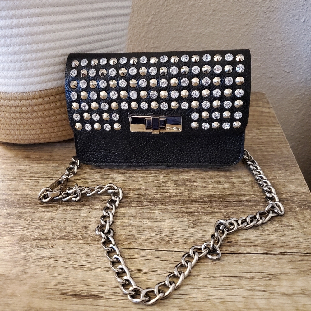 Forever21 Black Studded Hip Chain Bag
